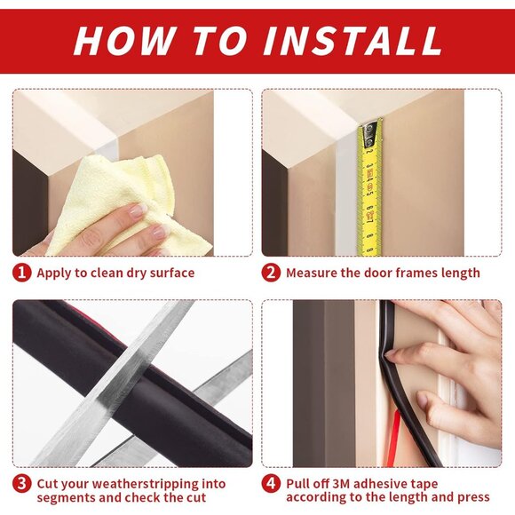 20 Feet Rubber Weather Stripping Door Seal Strip, Self-Adhesive Backing D-Shape - Picture 5 of 7